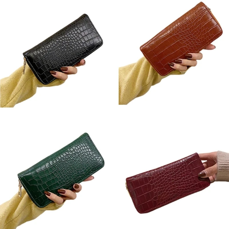 Functional Women's Wallet Zipper Card Holder PU Leather Purse Elegant Appearance