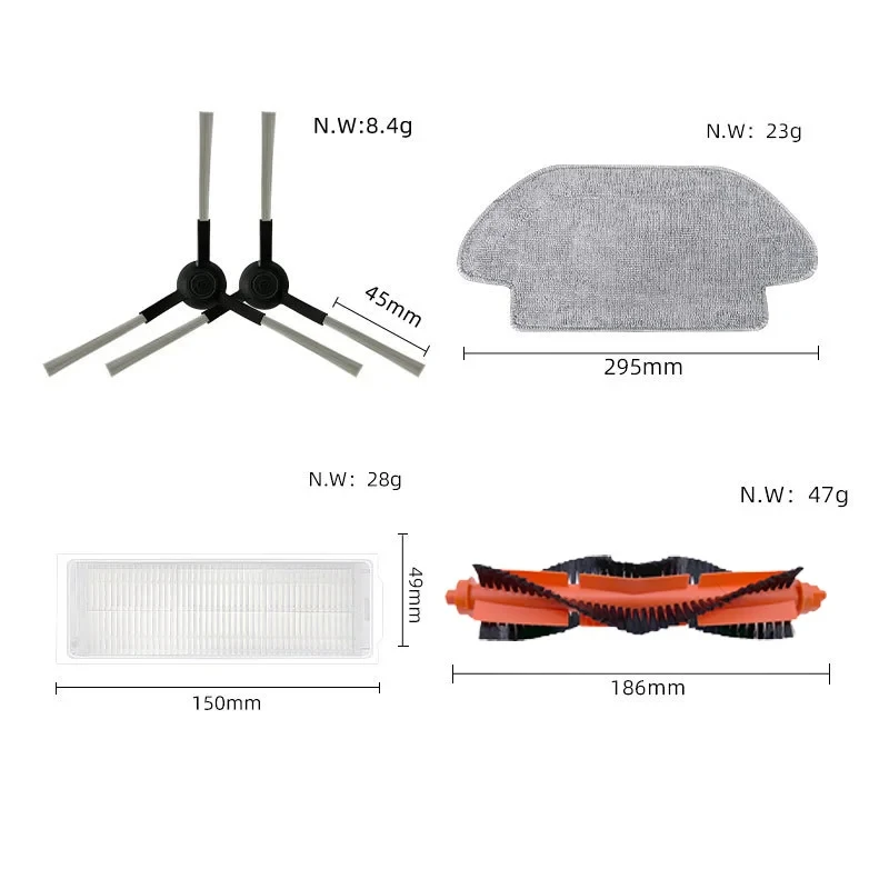 Compatible for Xiaomi Mi Robot Vacuum Mop Pro 3C 2S Spare Hepa Filter Side Main Brush  Cover Mop Holder Accessories Parts