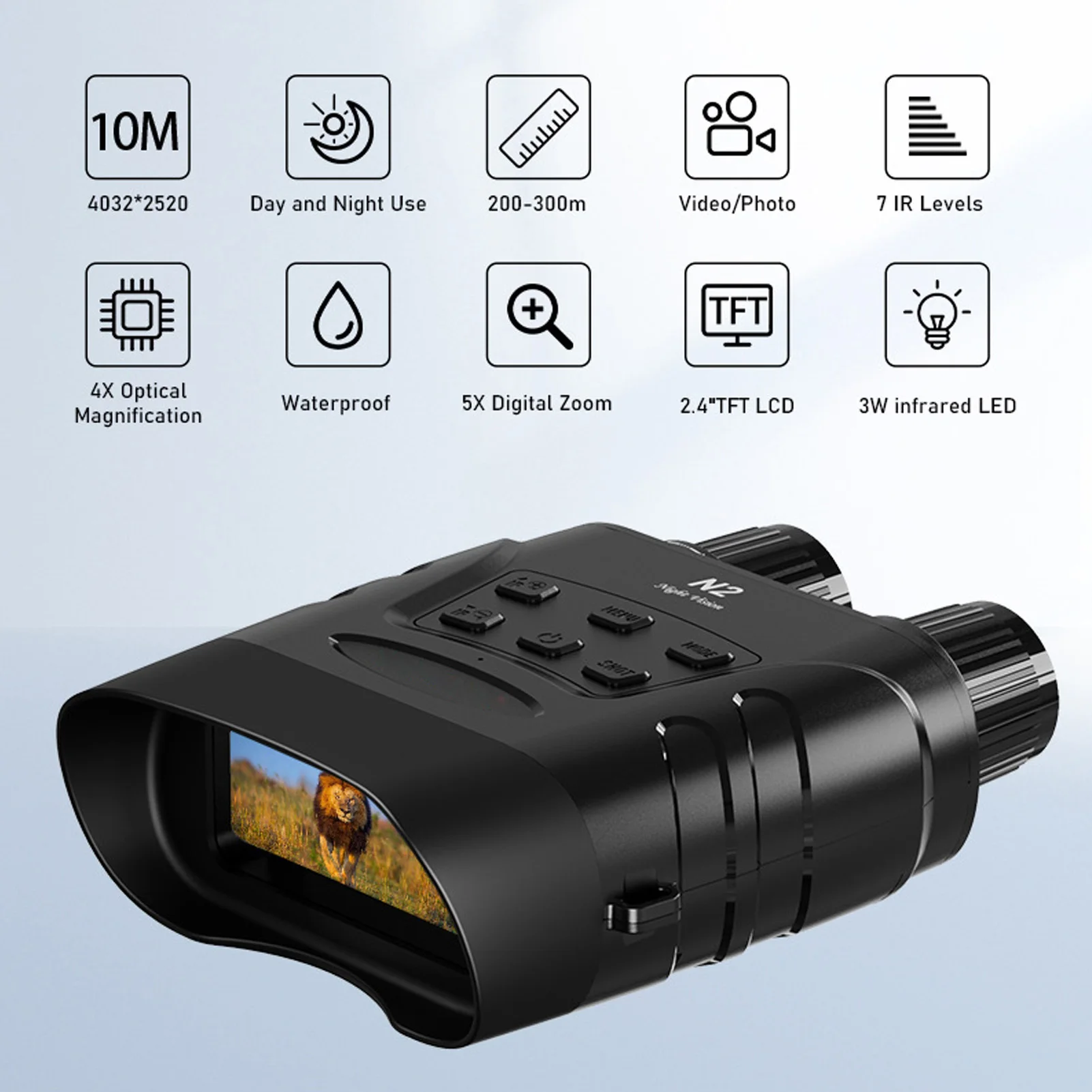 

Night Vision Binoculars 32GB Memory Card 5X Digital Zoom IP66 Waterproof 1080P Screen Night Vision Goggles HD 10MP for Hunting