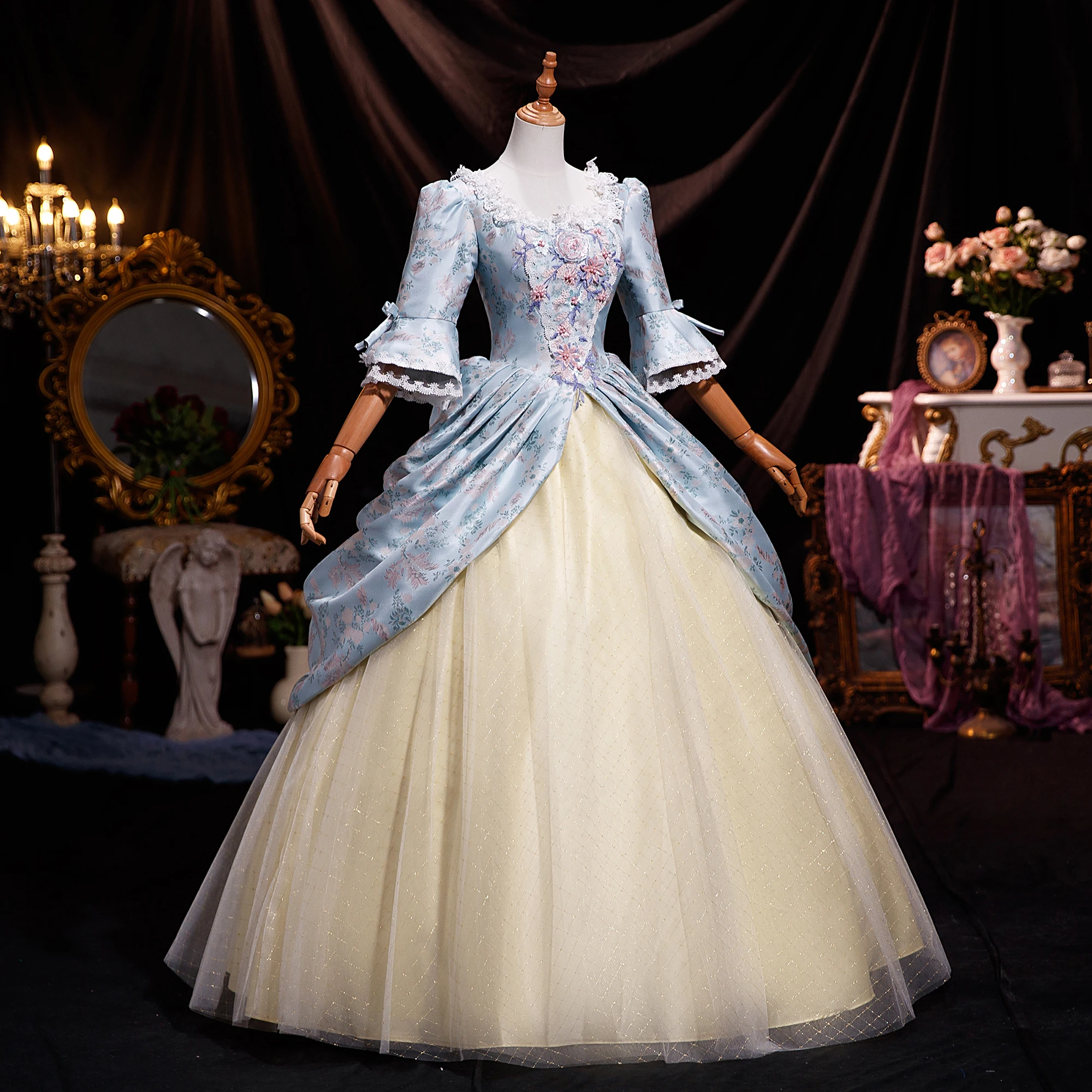 Women Gothic Victorian Dress 18th Century Stage Performance Ball Gowns Peroid Costume image 3