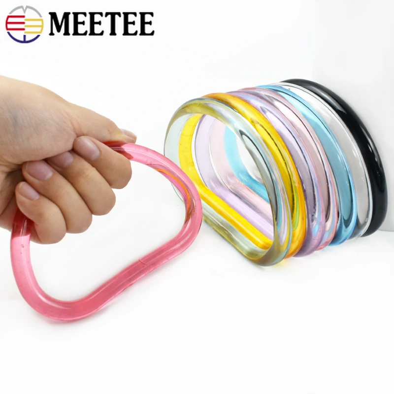 

2/4/10P 10cm Handbag Plastic D Ring Handle Acrylic Transparent Bags Knapsack Handles Woven-bag Replacement Frame Clasp Accessory