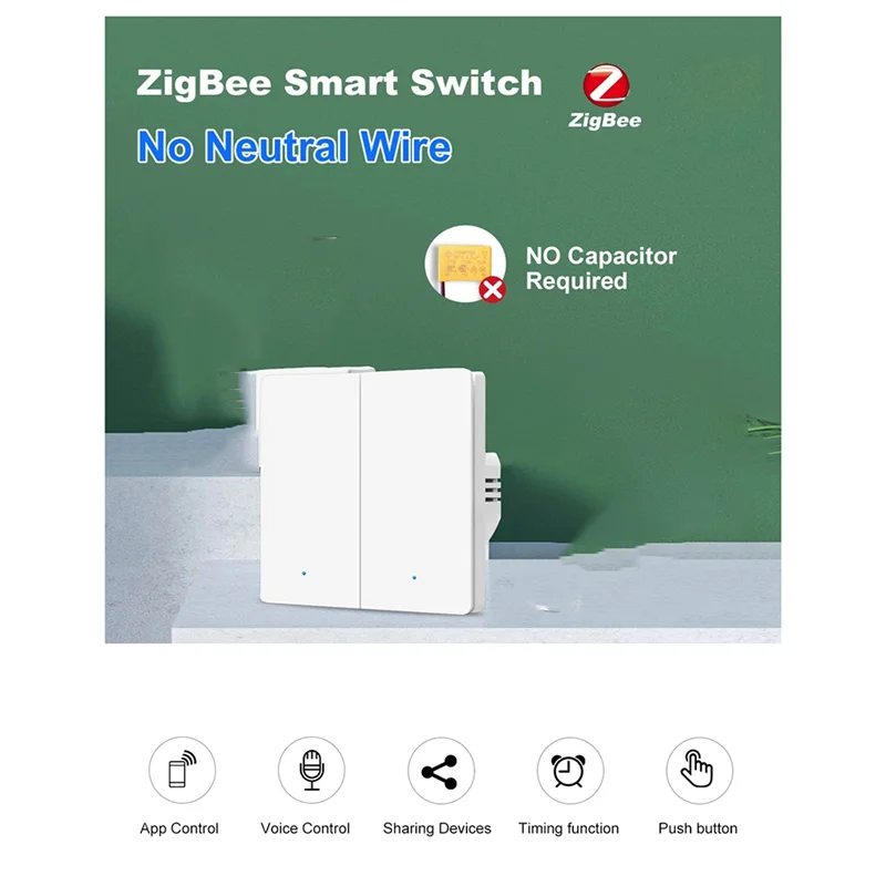 Tuya Smart Switch Zigbee European Standard Button Wall Switch Single Fire Power Supply APP Timing Smart Voice