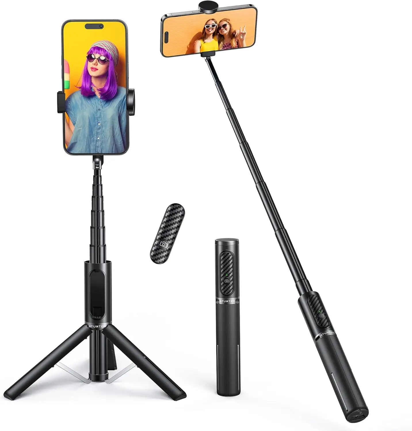 

Selfie Stick Tripod 3-in-1 Extendable Aluminum Phone Tripod with Detachable Bluetooth Remote Compatible with iPhone Samsung