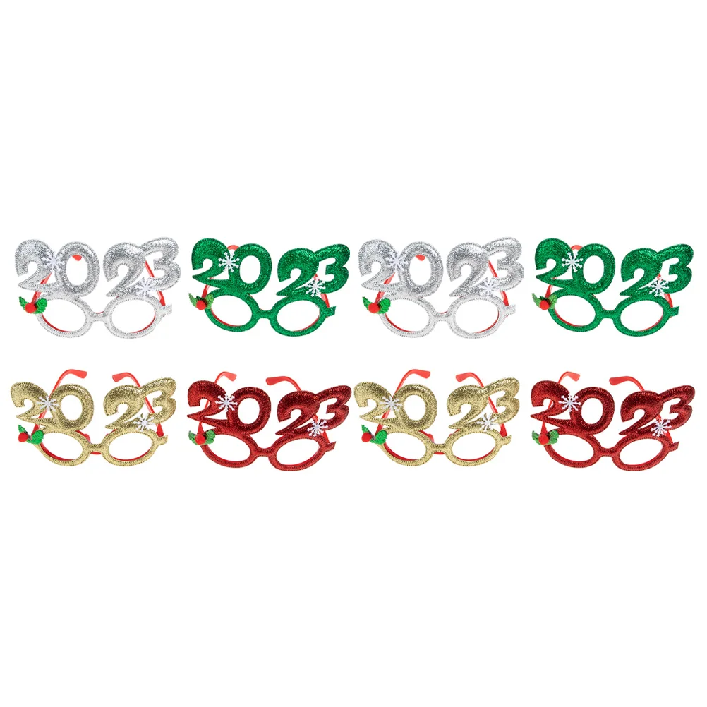 

8pcs New Year Glasses Props Fun Eyeglasses for Party Decorations Photo Novelty Safe Material Comfortable Holiday Accessories