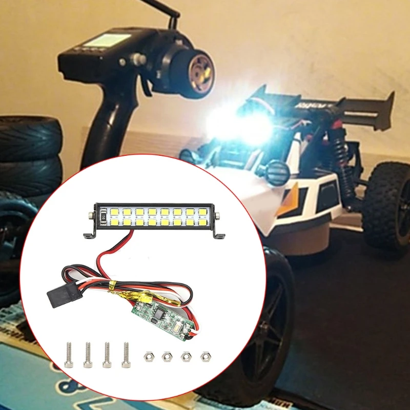 Pasek świetlny LED 55mm lampa metalowy dach reflektor 16 światło LED do 1/10 SCX10 Trx6 4WD Tamiya SCX10 HPI samochód