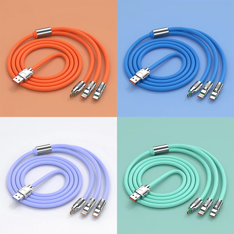 Xiaomi 3 in 1 USB Cable 6A 120W Fast Charging Cable Micro USB Type C Charging Cable For iPhone 14 13 12 Huawei Xiaomi 13 Samsung