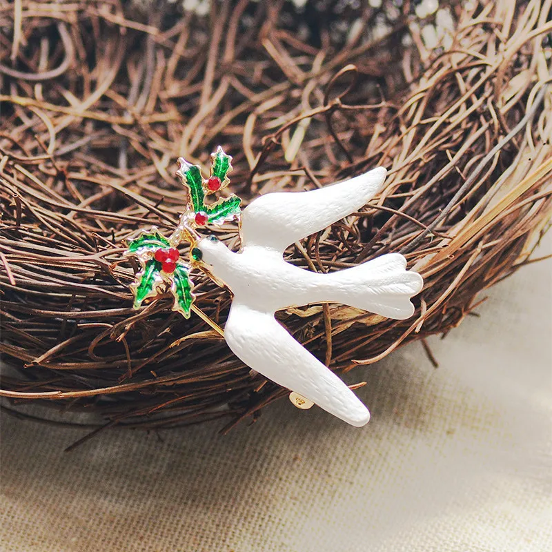 white peace dove brooch, fashion women\'s men\'s badge lapel pin jewelry