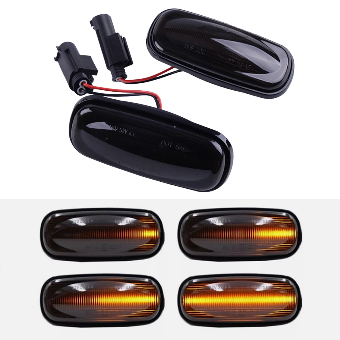 

1 Pair Smoked Lens LED Side Marker Light Lamp Fit for Land Rover Discovery 2 Defender Freelander 1 12V XGB100310 XGB000030