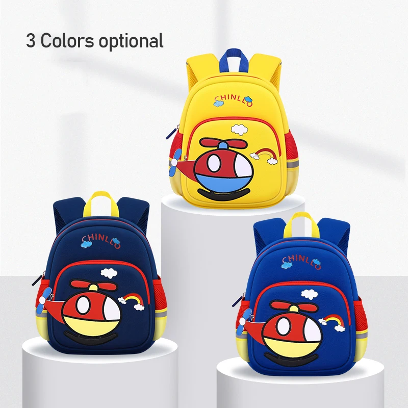 12inch Preschool Toddler Backpack Cute Cartoon Airplane Waterproof Light Backpack Neoprene Kids Schoolbag for Boys Girls 7058