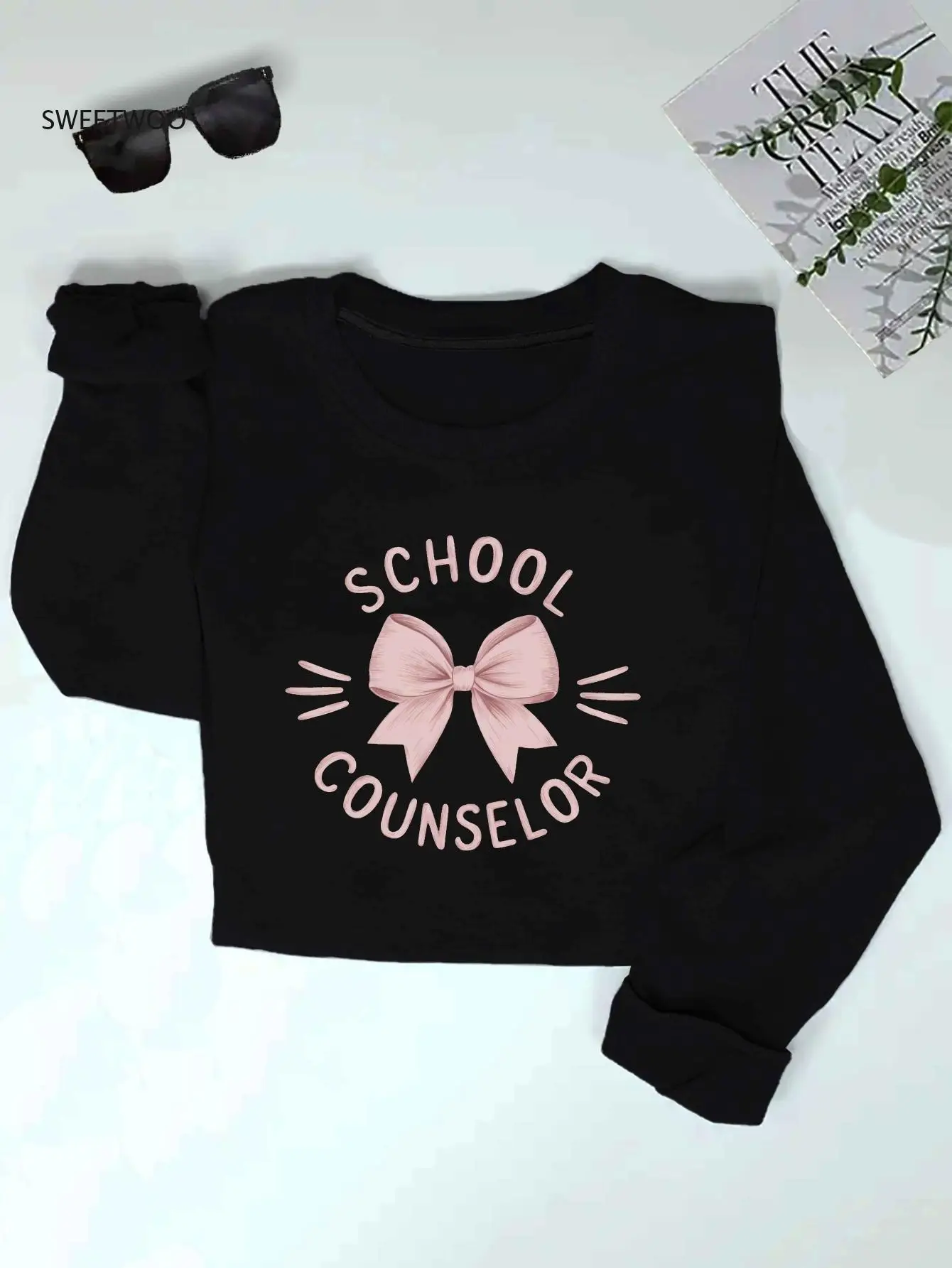 

Crew Neck Graphic Print Sweatshirt - School Counselor Design - Casual Sweatshirt for Fall & Spring