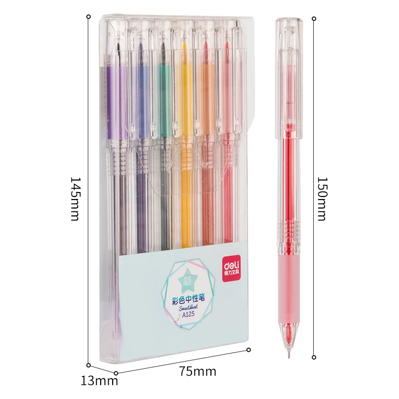Deli 6pcs 0.5mm Color Gel Pen Multicolor Ink Office Supplies Stationery For Writing Drawing Art Markers Pen School Supplies