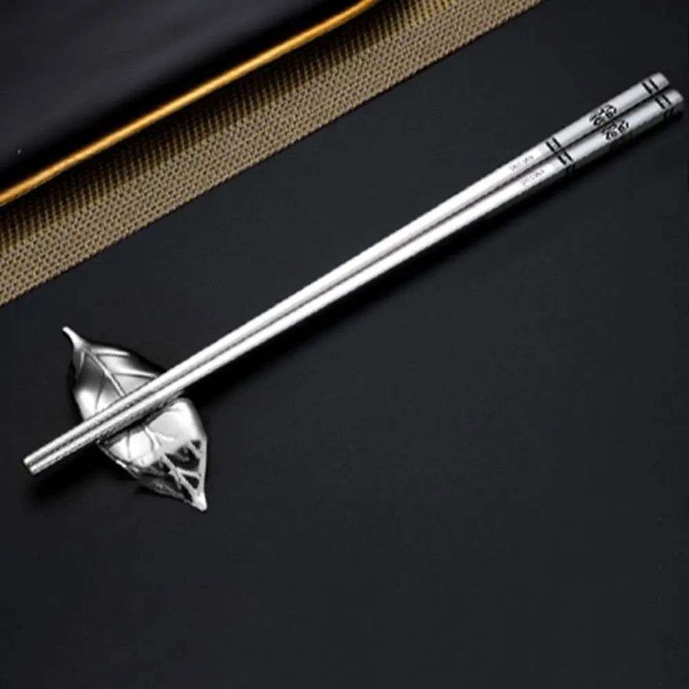 

1 Pair Square Head Stainless Steel Chopsticks Chinese Auspicious Patterns Tip End Chinese Chopsticks Laser Engraving Non-slip