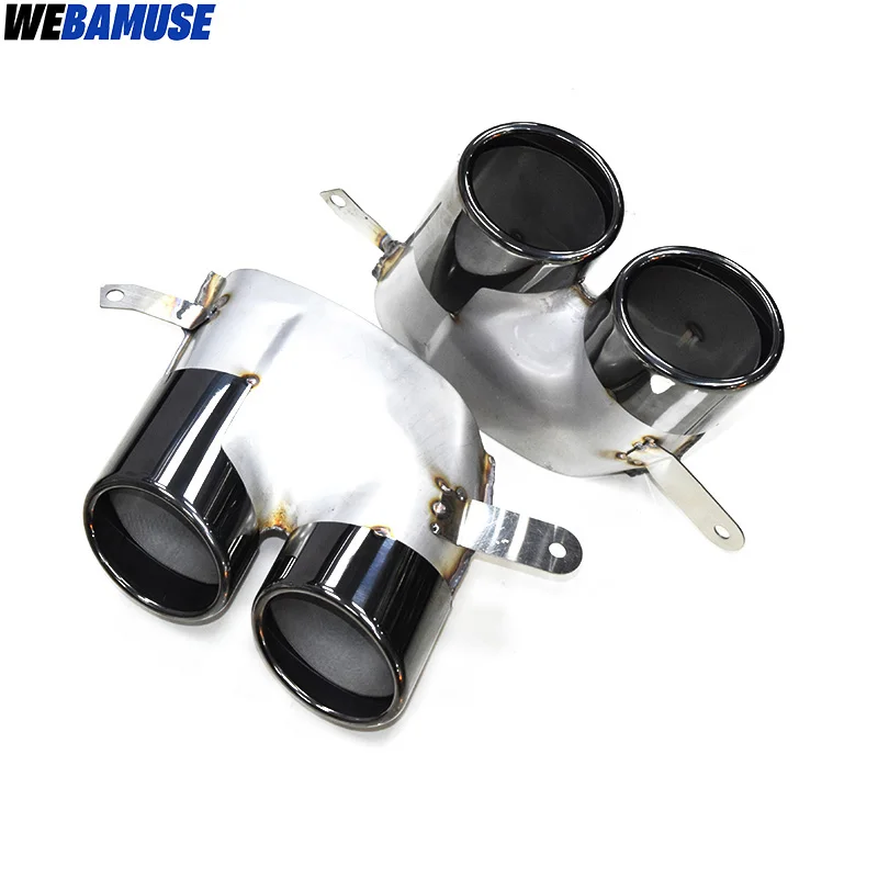 For Audi A6L A7L 2016 to 2018 Square Port Muffler Exhaust Tailpipe Upgrade S6 S7 Sport Quad Exit Stainless Steel Exhaust System