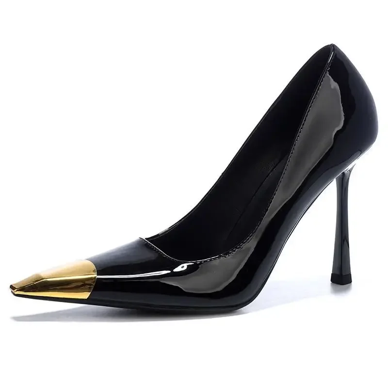 Designer Patent Leather Women Pumps Fashion Pointed Toe Slip On Shoes Ladies Elegant High Heel Club Stripper Shoes 2025