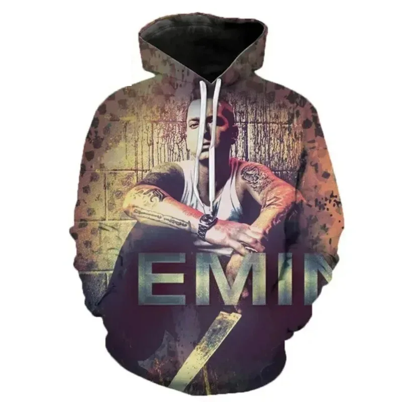 Fashion Rapper Eminem 3D Print Hoodies Men's Hip Hop Hooded Sweatshirts Harajuku Hoody Tracksuits Pullover Top Coat Man Clothing