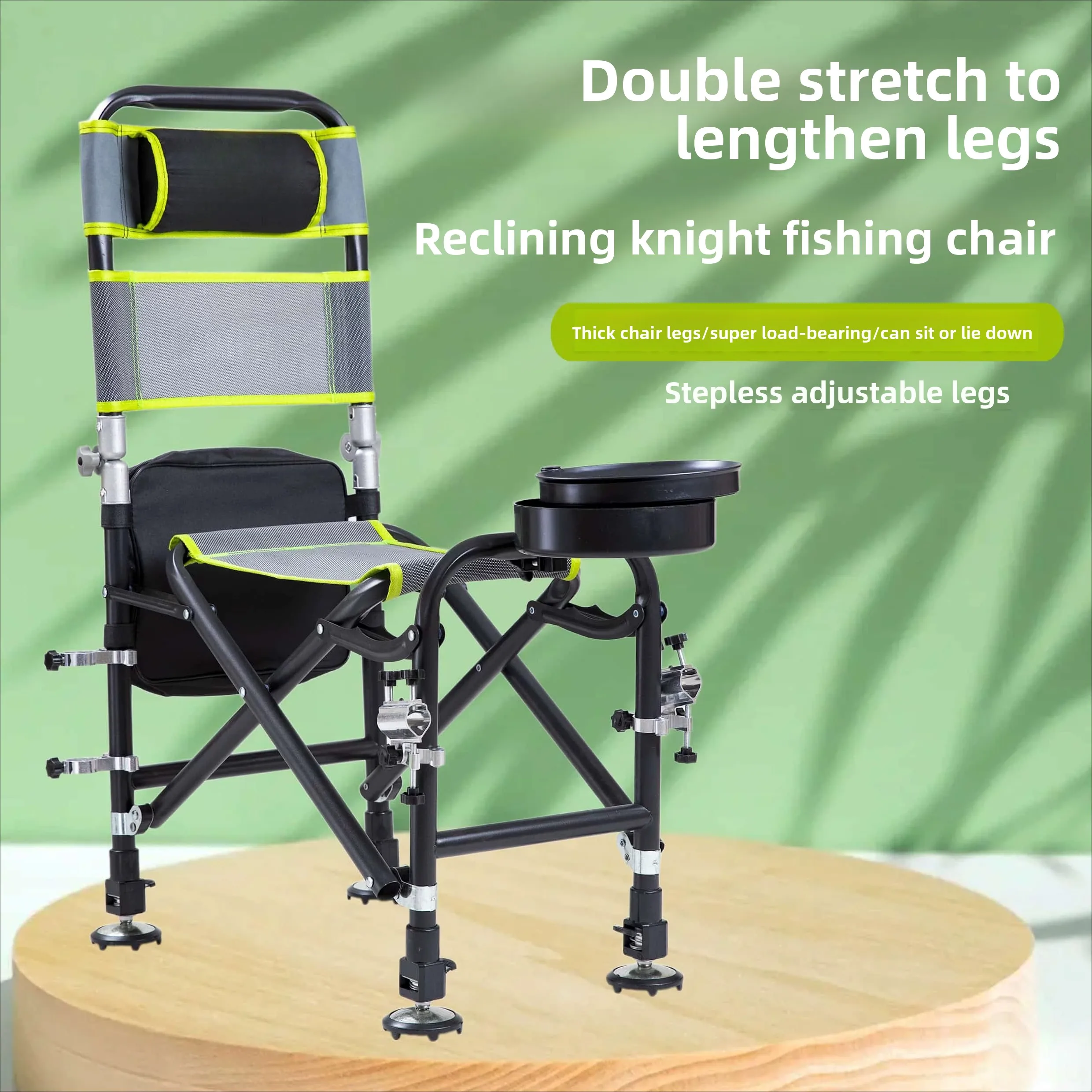Folding Aluminum Fishing Chair All Terrain Portable Adjustable Height Ultra Light Multi Functional for Outdoor Fishing Use