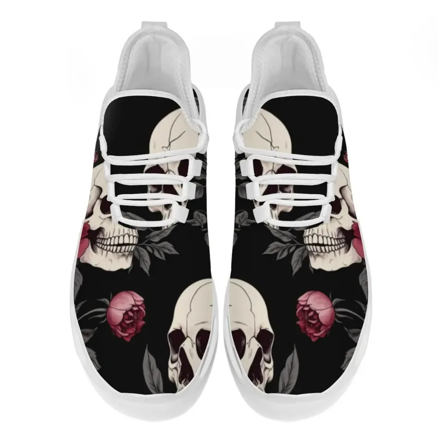 أحذية رياضية كاجوال مطبوعة على شكل جمجمة وأحمر وردية غير قابلة للانزلاق أحذية رياضية للرجال والنساء أحذية رياضية للجري والتنس أحذية رياضية بيضاء للمشي للرجال #4
