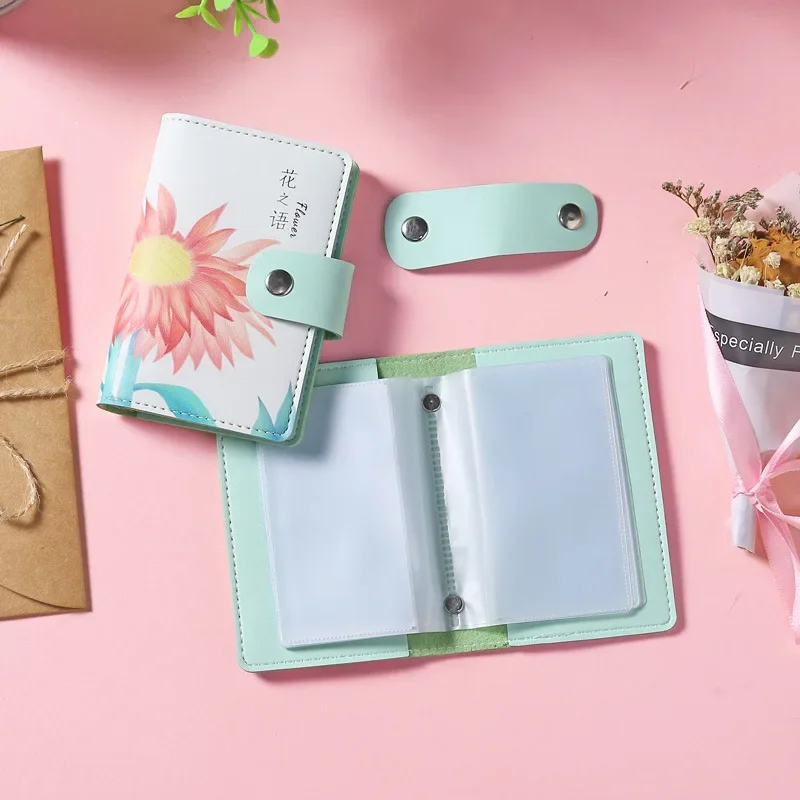 

Pu Buckle Card Holder Cute Cartoon Coin Purse Fruit Bank ID Card Women's Rfid Bag Cover Holder High Capacity 26 Slots