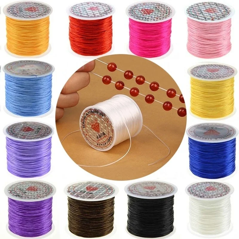 1mm 393 pulgadas/rollo fuerte elástico cordón de cuentas de cristal para pulseras hilo elástico collar DIY joyería hacer cordones línea