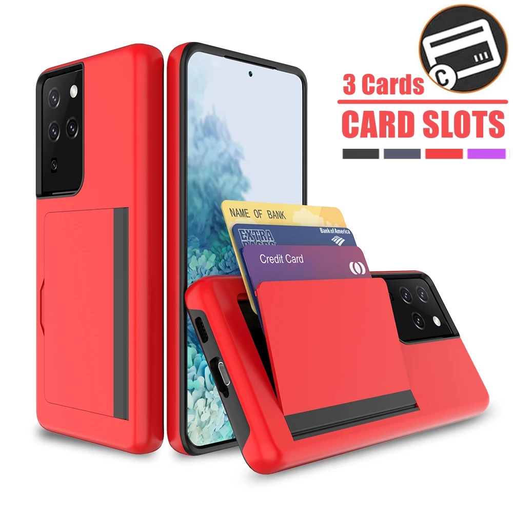 Candy Color Flip Armor Cover with Card Slots, Cases for Samsung Galaxy S21, S20 FE, S10 E, Note 20 Ultra, 10 Plus, 5G, A50, A30