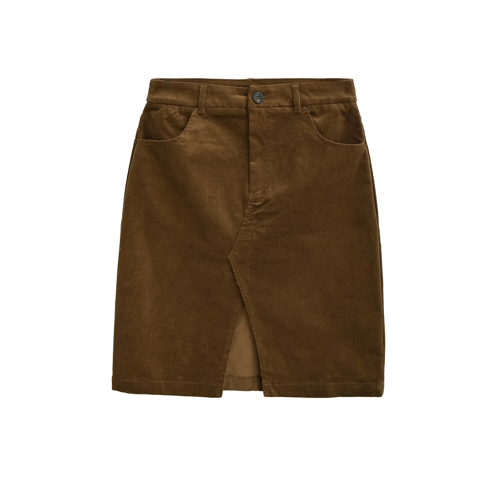 2025 New Corduroy Midi Skirt For Women Autumn And Winter Slimming High Waist Bodycon Front Slit A-Line Skirt Casaul Fashion 5TV4