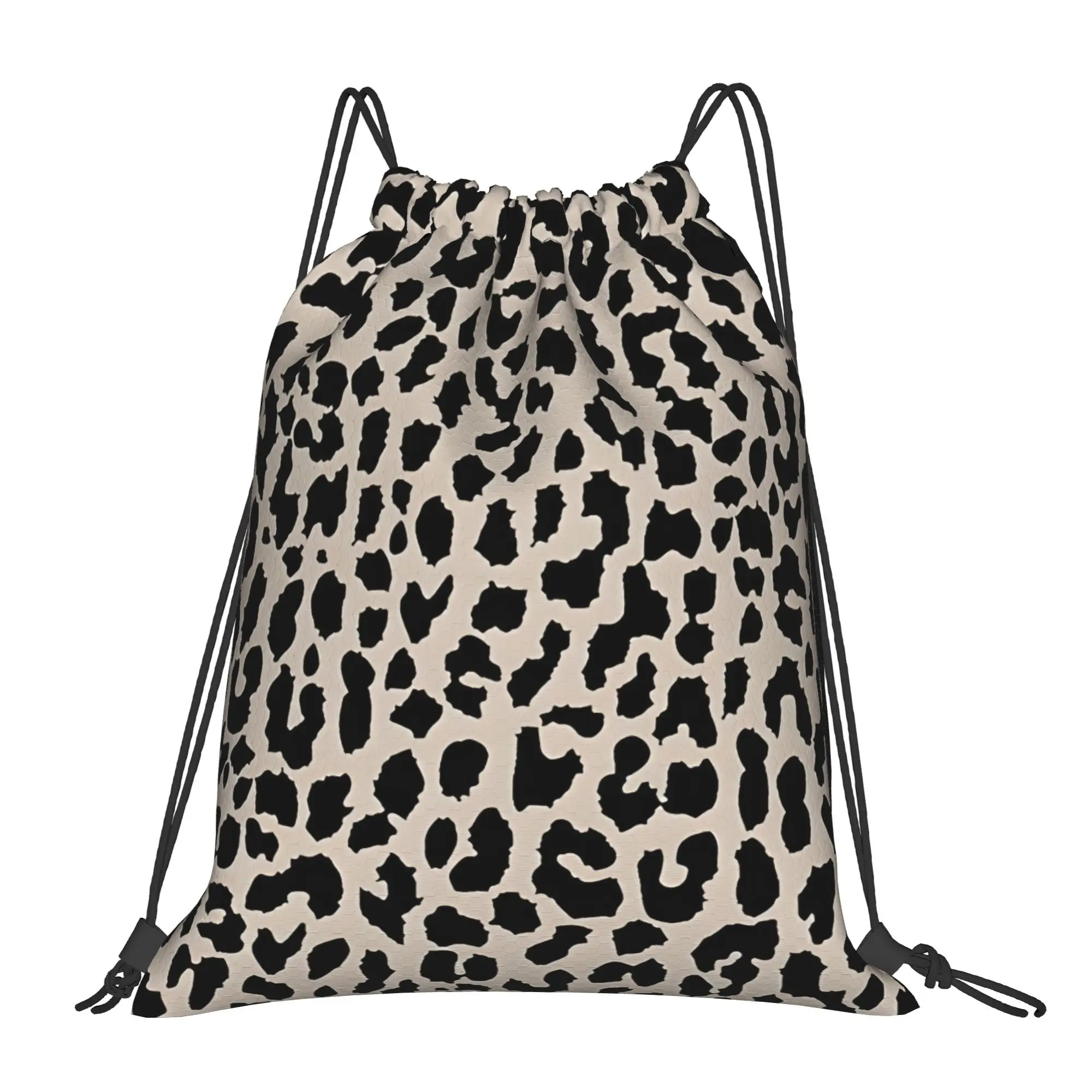 Tan Leopard Leopard Print Multi-function Pocket Men Women Storage Backpack Teenager Travel Bag Print Drawstring Bags