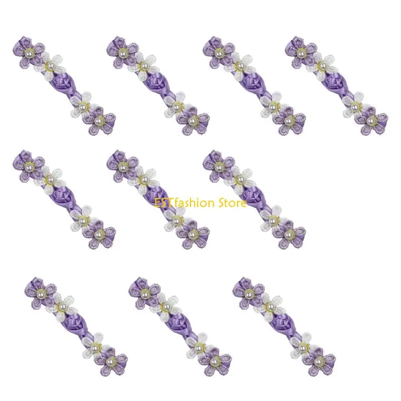 

Y5GC 10PCS Children Dress Flower Buckles Smooth Satined Fabric Macaron Color Decorative Closure Button for Costume