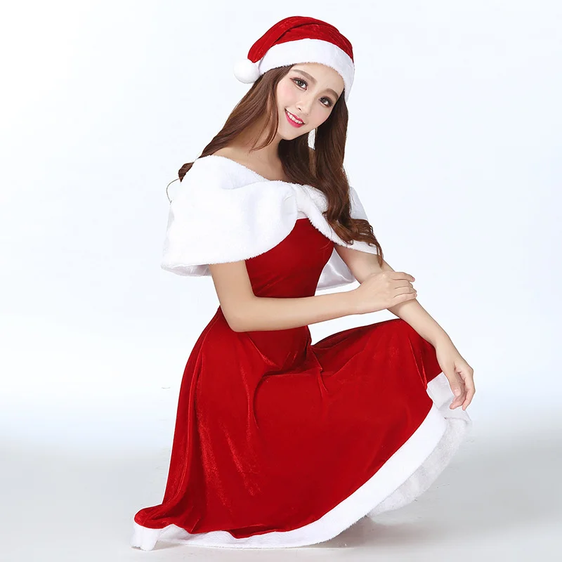 2022 Stage Performance Costume Inverno Dourado Veludo Adulto Natal Borla Adulto Manga Longa Traje Vermelho Dos Desenhos Animados Aniversário