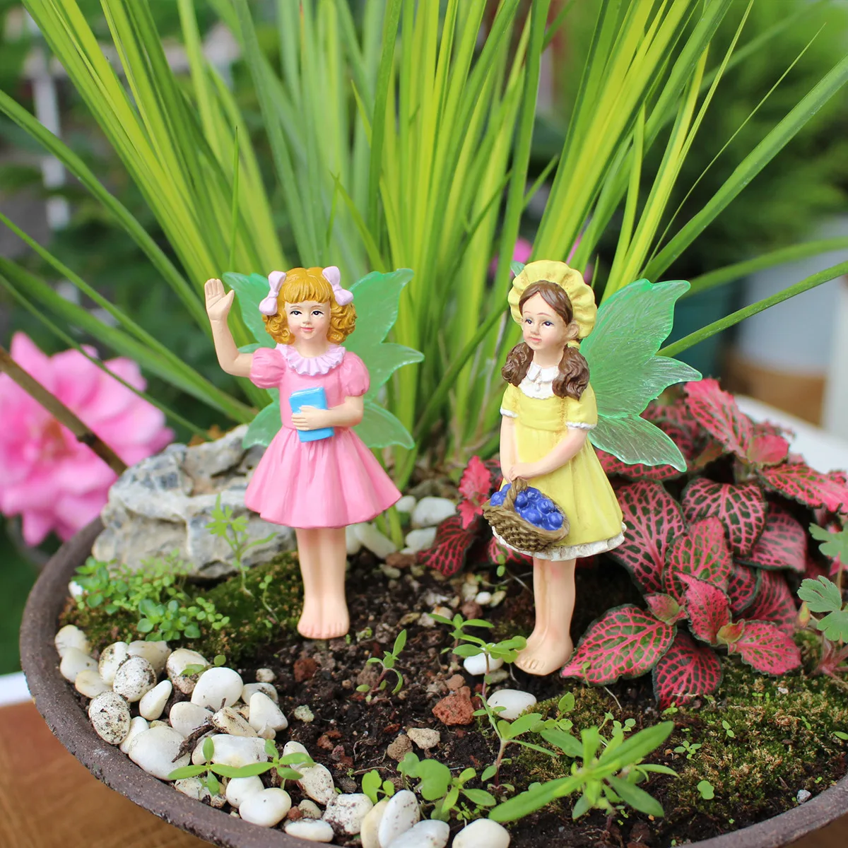 

Adorable Fairy & Bird Statue - Handmade Resin, Outdoor Garden & Window Decor