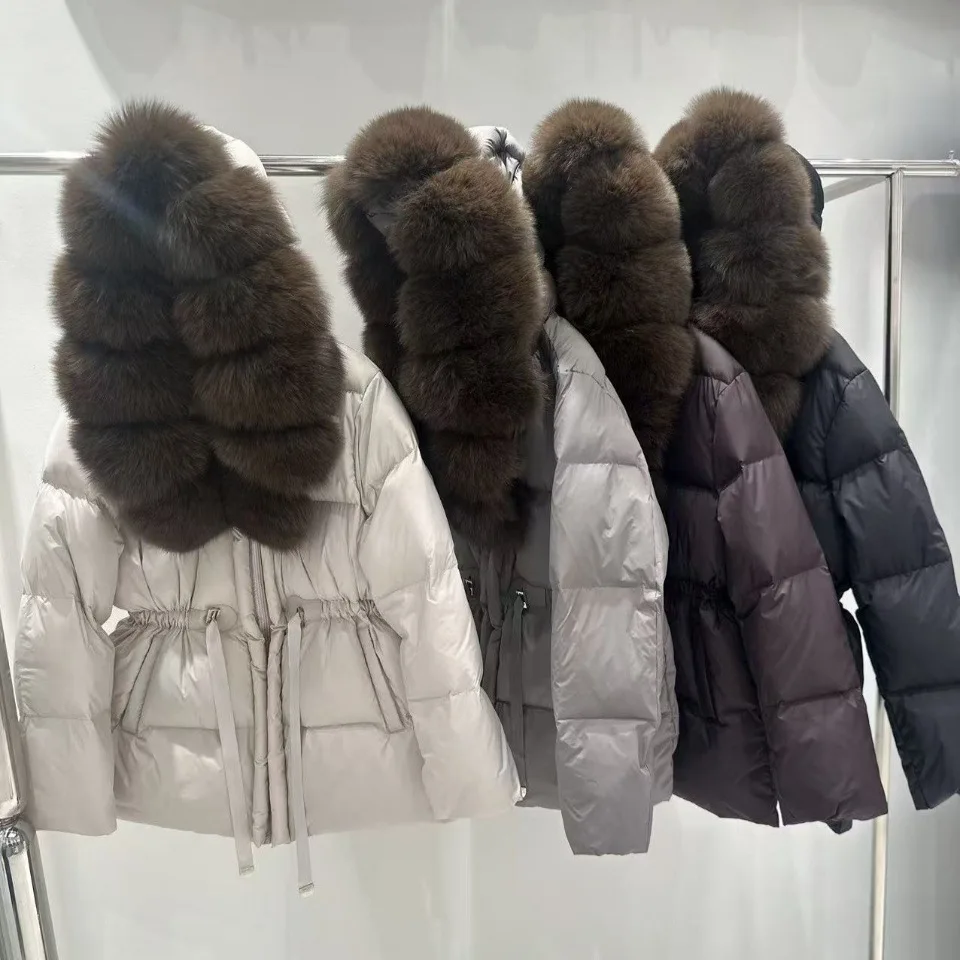 2026 Winter New Women's Down Jacket Commuting Warm and Windproof Fox Big Hair Collar Jacket