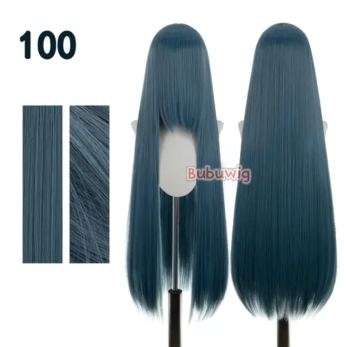 Bubuwig Synthetic Hair 100cm Long Straight Pure Color Cosplay Wigs Over 100 Colors Black White Red Blue Brown Wig Heat Resistant - Image 70