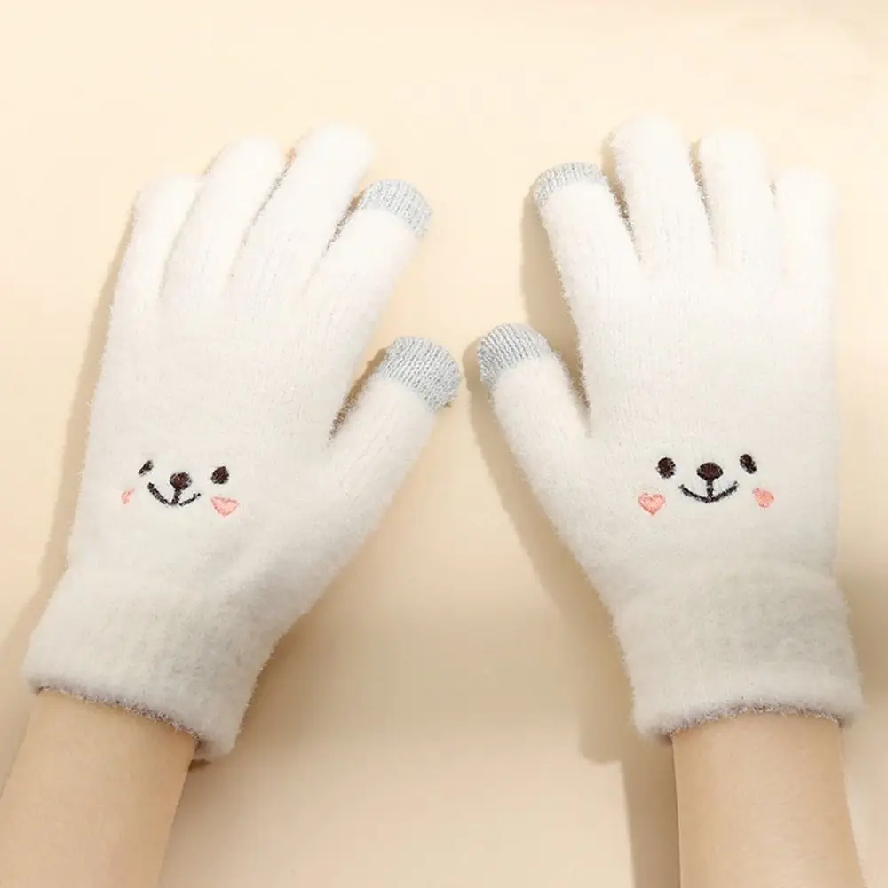 الفتيات ركوب الدراجات القيادة شاشة تعمل باللمس جميع قفازات الأصابع قفازات الشتاء محبوك القفازات رقيق #4