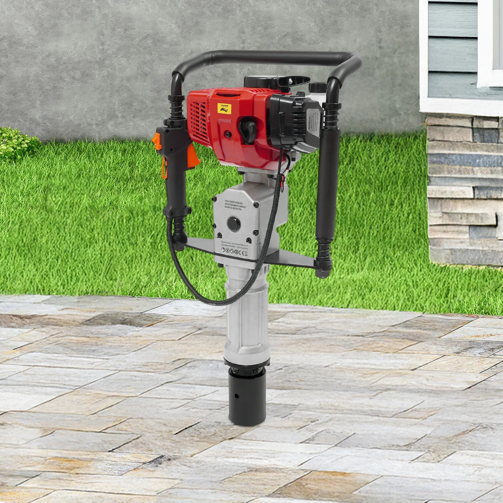 52cc Gasoline Post Driver 2.3HP,Fence Post Driver with 55-70mm Sleeve, for T-Post Y-Post Ground Rod