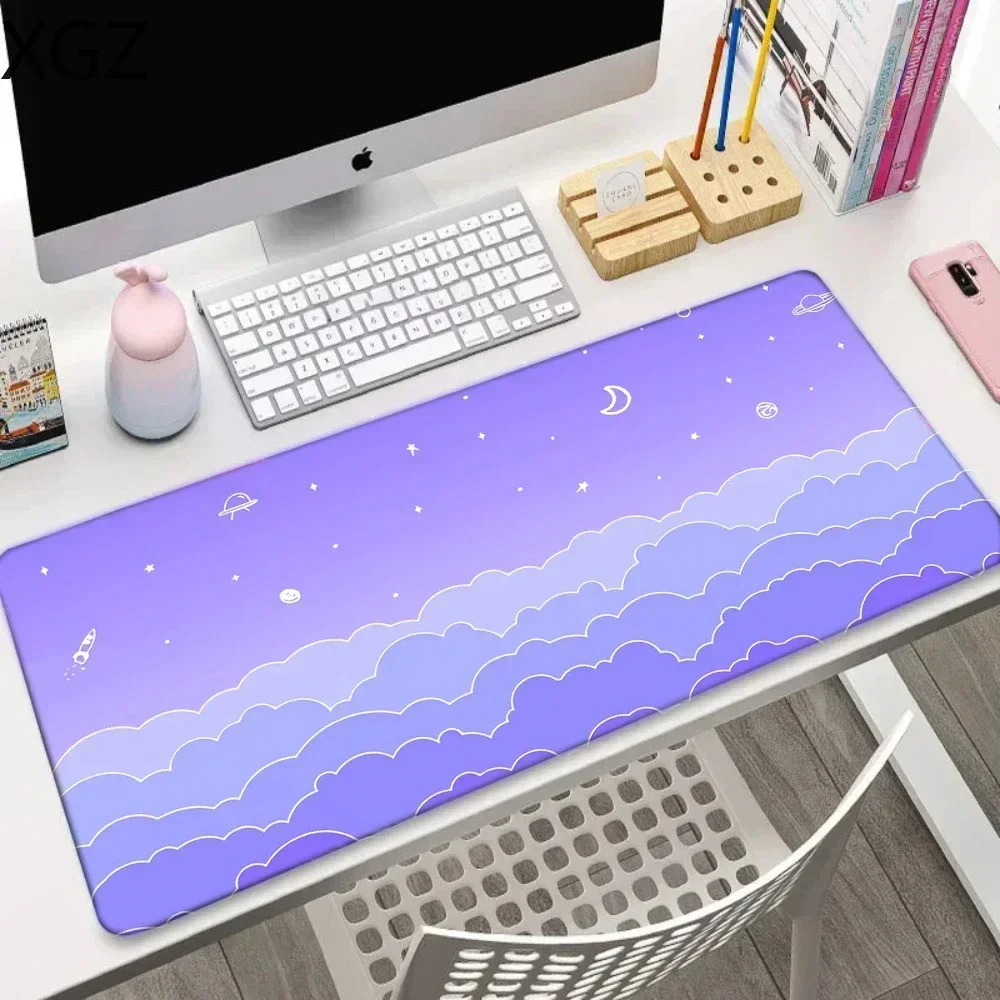 Large Size 40x90cm Pink MousePads Cute Pastel Clouds Deskmats Xs Kawaii Purple Rugs Mice Table Pad Extended Gaming Keyboard Mats