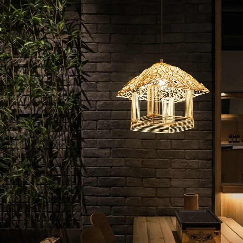 

Southeast Asia bamboo chandelier restaurant restaurant rattan weaving house creative personality corridor balcony lamps