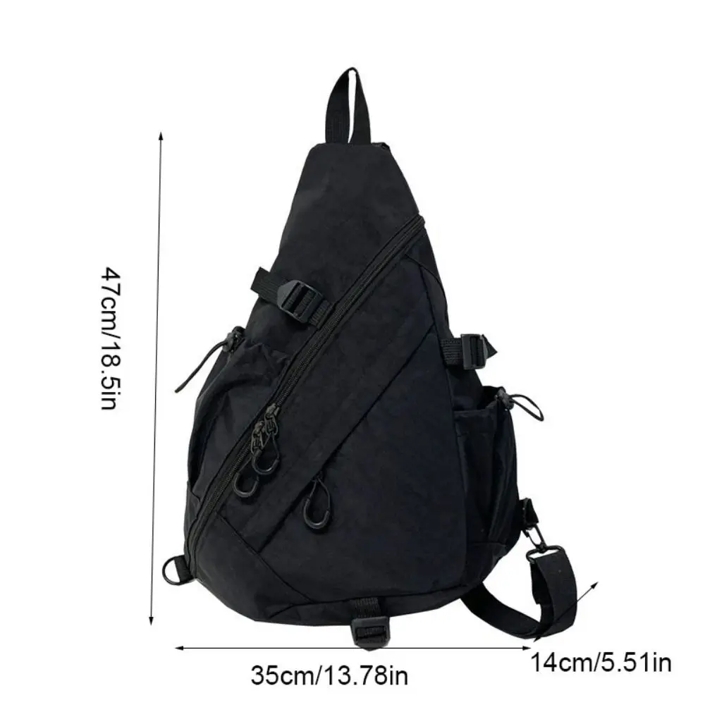 حقيبة صدر للرجال بلون سادة، سعة كبيرة، جيوب متعددة، حقيبة كتف من قماش أكسفورد، كتف قابل للتعديل، متعددة الوظائف