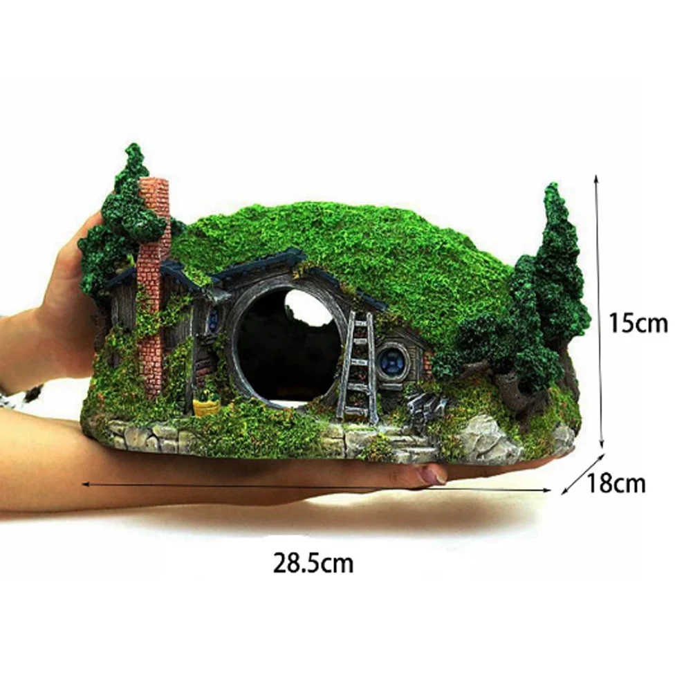 Imagem -04 - Rockery Paisagismo Ornamento para Decoração de Aquário Hobbit House Caverna Fish Tank Réptil Buraco Abrigo Ornamento