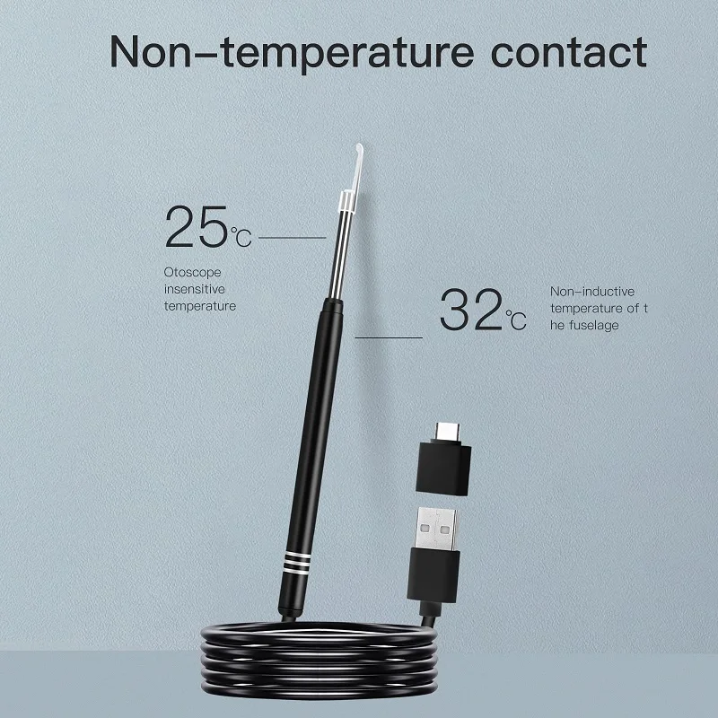 3in1 Ear Endoscope 3.9mm 5.5mm Lens USB Type-c Visual Ear Pick Spoon Otoscope for Android Phones PC High Resolution Ear Cameras