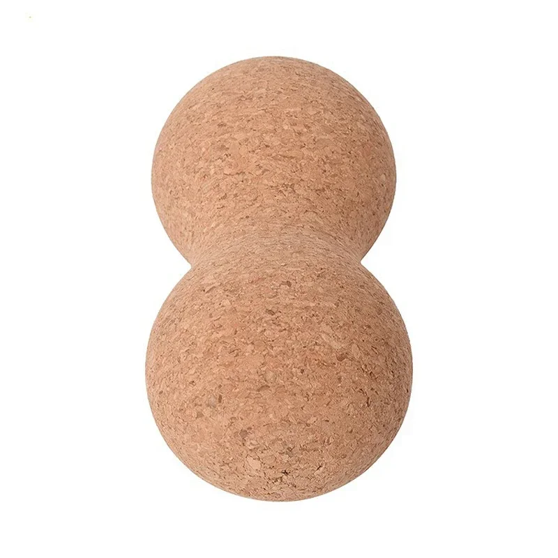 3.2*6.3in Nature Cork Peanut Ball Home Fitness Gym Dance Pilates Yoga Brick Column Massage Double Balls Mini Yoga Ball Equipment