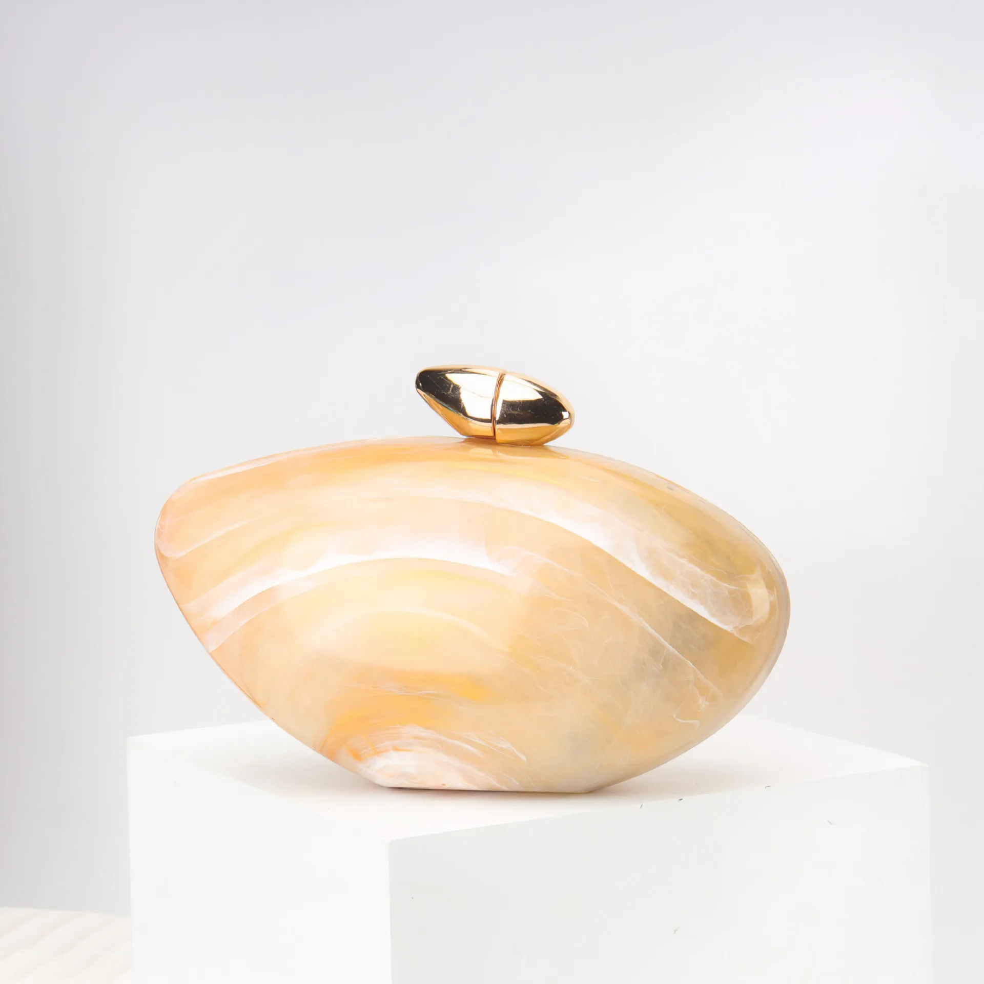 

Acrylic egg shape clutch bag women designer evening party cute purse new rose shell handbag High Quality