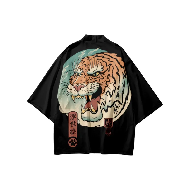 

Traditional Haori Tiger Print Kimono Women Men Japanese Style Cosplay Cardigan Yukata Tops Oversized Samurai Clothing