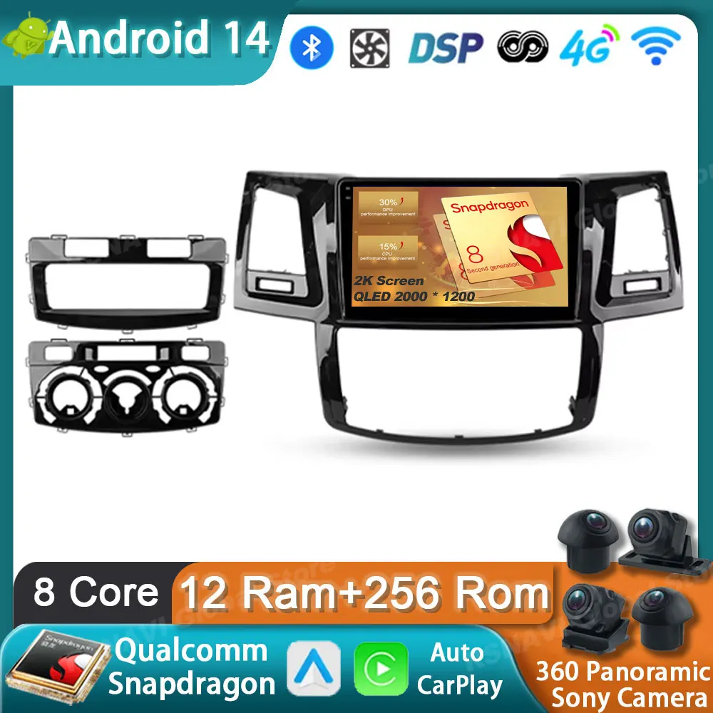 

Автомобильный радиоприемник Android 14 для Toyota Fortuner HILUX Revo Vigo 2007-2015 GPS Carplay Мультимедиа Стерео Авто DSP BT Плеер Навигация