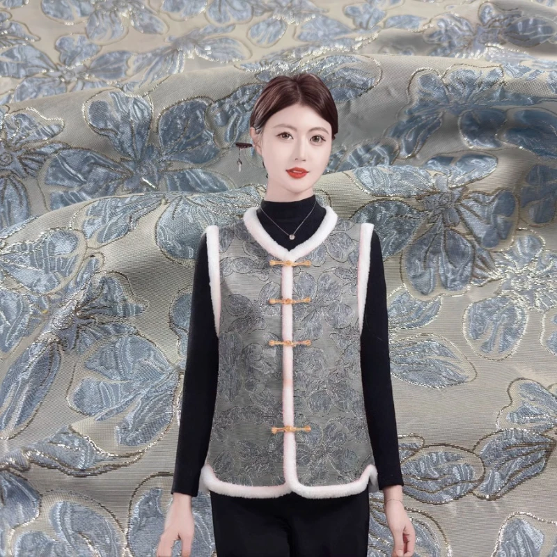 

Metal Wire Petal Jacquard Dress Fabric Thin Vest Clothing Brocade Fashion Fabrics for Diy Sewing Cloth By The Meter