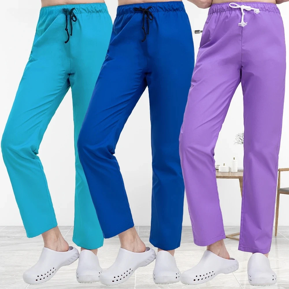 Unisex Solid Color Medical Work Pants Veterinary Operating Room Scrubs Pants Beauty Agency Trousers Jogger Pants Nurse Uniforms