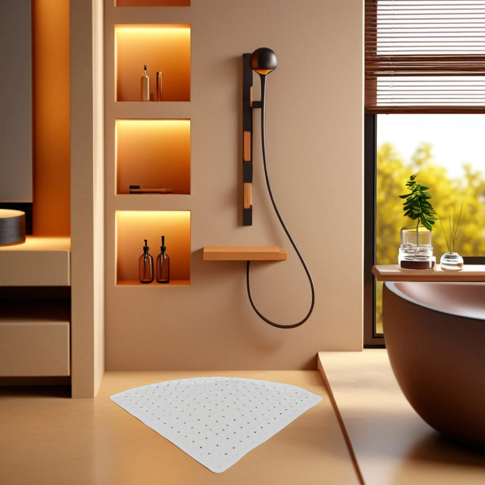 

Triangle Silicone Bath Mat Non Slip for Bathroom Corner Shower Mat Elderly Anti Slip Rug Bath Mats for Tub