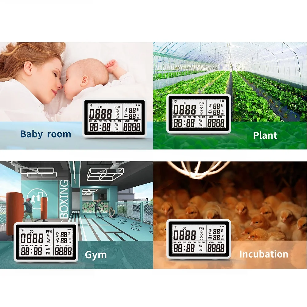 Smartrol Wifi Temperature Humidity Sensor CO Detector Safety Alarm Home Hygrometer Carbon Monoxide Detector for Tuya Smart Life