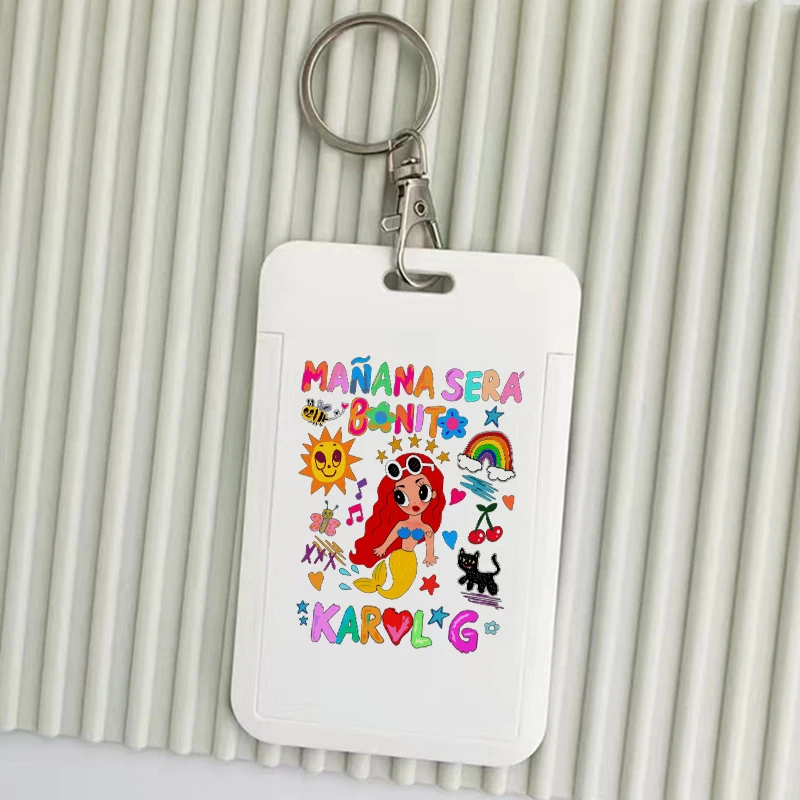 Karol G Keychain Card Holder Ti Manana Sera Bonito Bichota Keychains Business Holders Bank Bus ID Credit Cards Key Ring Chains image 2