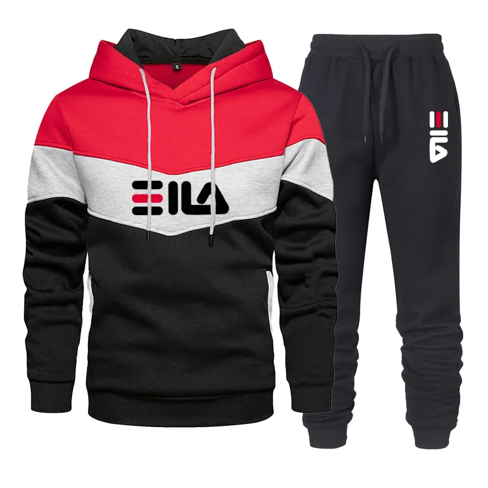 Męskie spodnie dresowe bluzy w stylu Casual + długie spodnie 2 szt. Lub bluzy z kapturem z nadrukami sportowe spodnie sportowe ubrania na zewnątrz