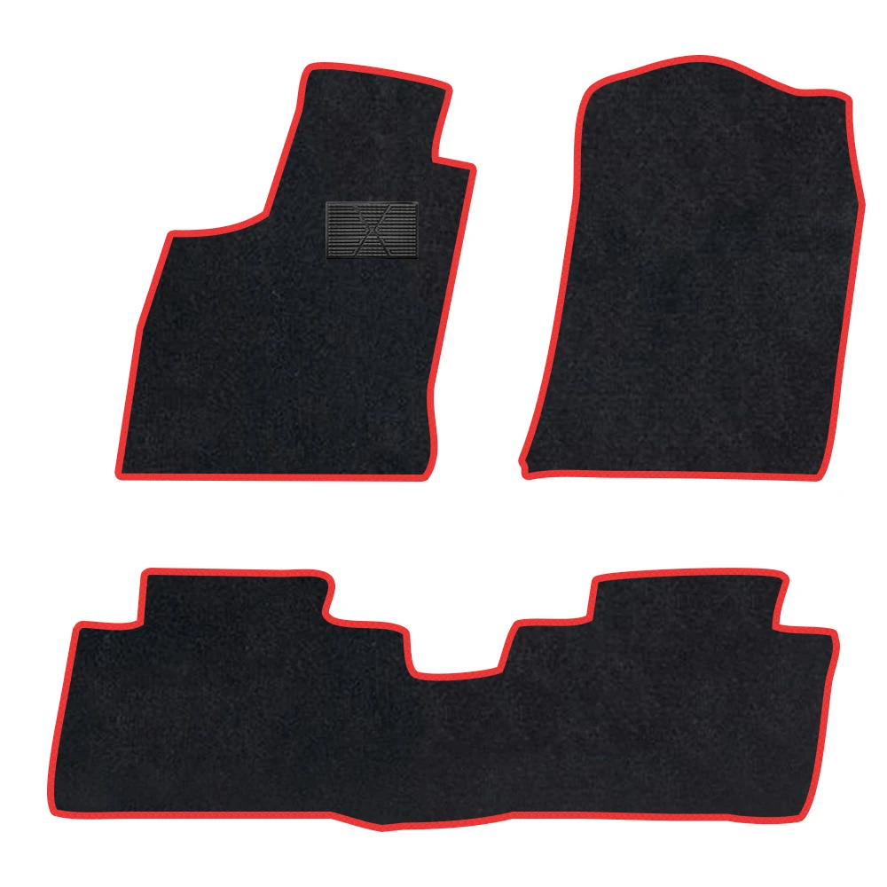 Car Floor Mat For   Alfa Romeo Giulietta 2010–2020  Polyester suede Anti Slip black Backing red Binding Trim Edge