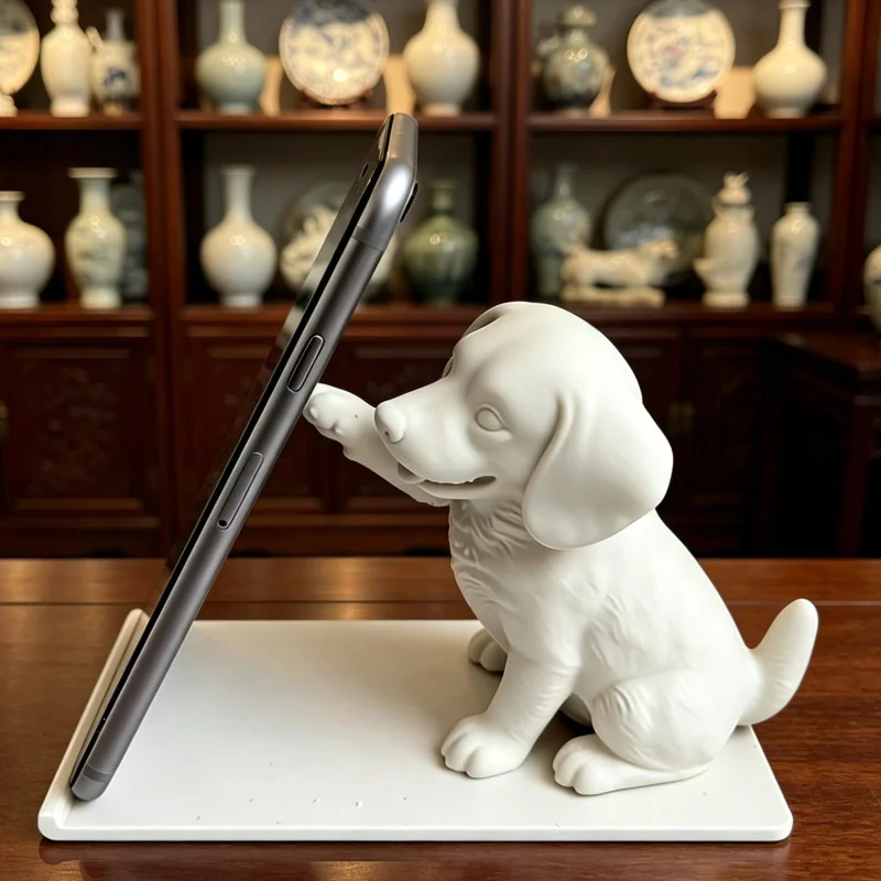 1-Piece Puppy-Shaped Phone Stand, 3D Printed Beagle Puppy Phone/Tablet Stand, Suitable for Warm and Cute Style Desktop Decoration